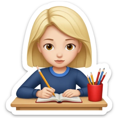 Girl studying hard  sticker