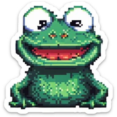 pepe the frog with a zany grin sticker