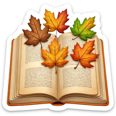autumn open book with leaves on it sticker