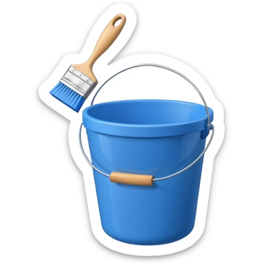 Bucket and brush for cleaning sticker
