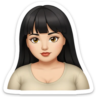 Latina female with bangs black long hair plus size eye winking sticker