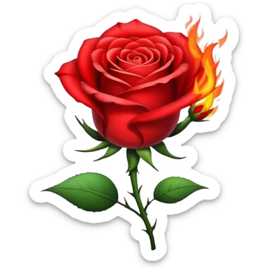 a red burning rose sticker