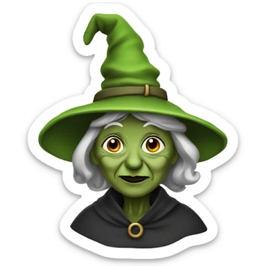 green-skinned old woman in witch hat sticker