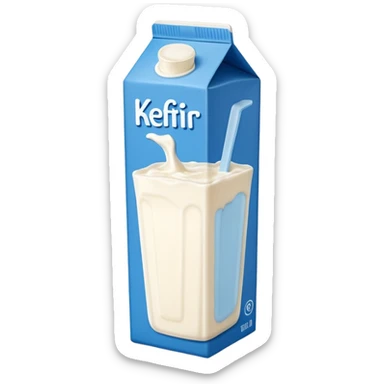 Fermented drinkable yoghurt-milk drink kefir in a tall white and blue carton   sticker