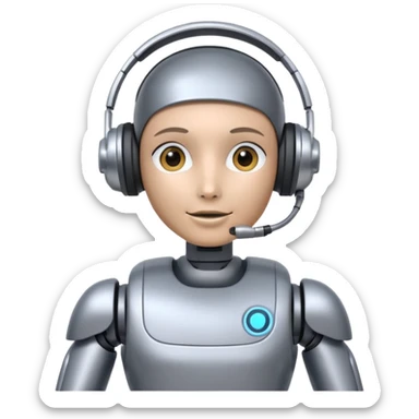 artificial Inteligence robot that is working in customer care and checking social media sticker