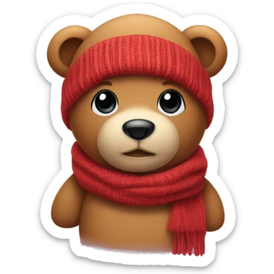 Teddy bear with beanie and scarf sticker