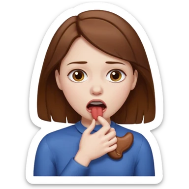 woman with brown hair choking herself out sticker