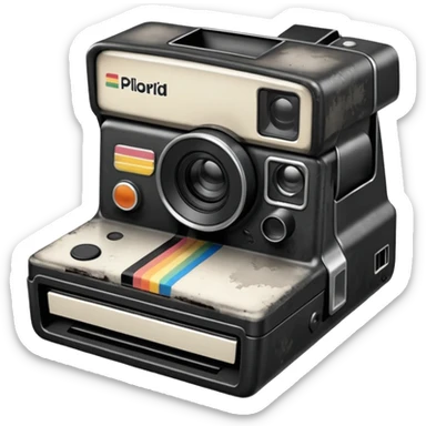 Polaroid camera printing a burnt photo. sticker