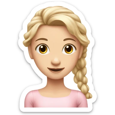 white young girl, pink ballet girl. ballet pose, long hair sticker