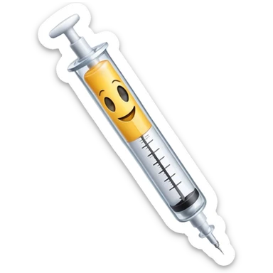 Syringe with a smiling face  sticker