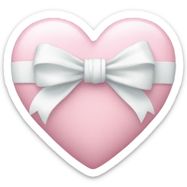 Pastel pink heart with white bow sticker