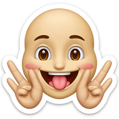 Emoji with tongue out and hands on both sides sticker