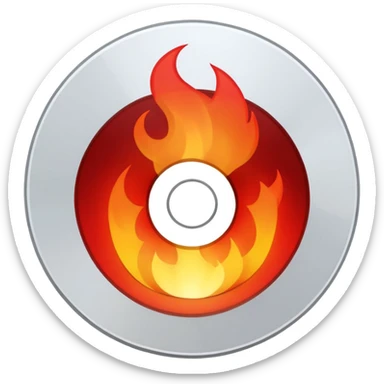 A minimalist CD disc with a subtle fire design, red fire. sticker