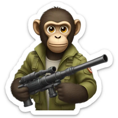 A monkey holding a bazooka sticker