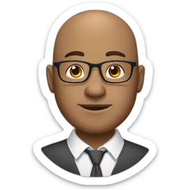 cartoon illustration of a bald man working as a teacher sticker