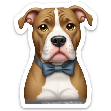 Pitbull dog with a white bow sticker