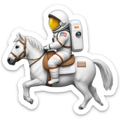 Astronaut riding on back of horse sticker