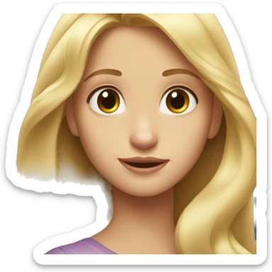 Blonde girl long hair hazel eyes watching disney+ sticker