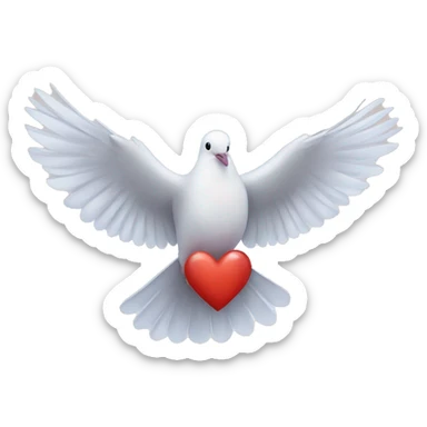 Dove with heart sticker