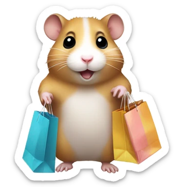 Hamster with shopping bags sticker