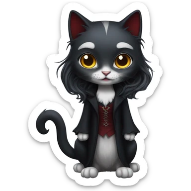 vampire cat women with long hair , full body sticker