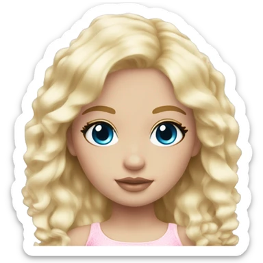 ocean blue doll eyes, blonde hair, feminine, pink, girl, angelic sticker