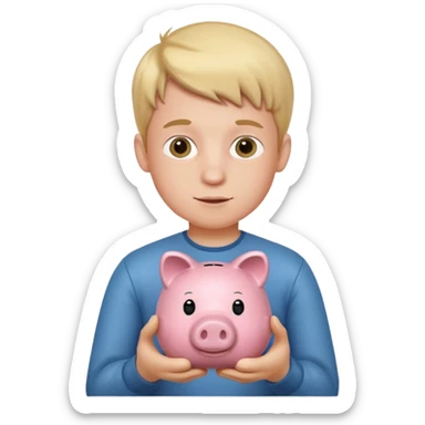 boy  with piggy bank sticker