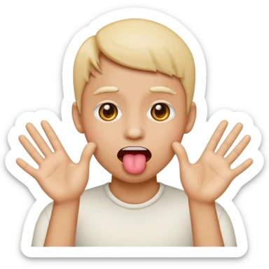 emoji sticking tongue out with hands to the side sticker