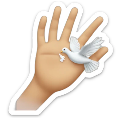 hand peace sign hand with a dove sticker