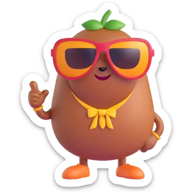 a cool bean character wearing sunglasses with a confident pose fun and playful sticker