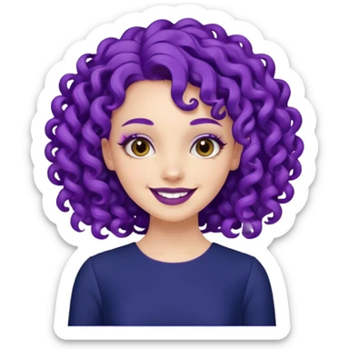 Fashion Model with Purple Curls, navy dress sticker