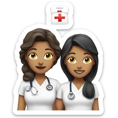 3 latin female friends who are nurses  sticker
