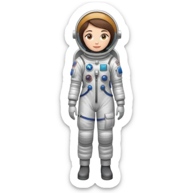female cosmonaut in full length, standing, space suit, woman astronaut sticker