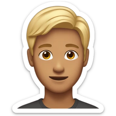 A tan skin male young adult with half-blond hair and half black hair sticker