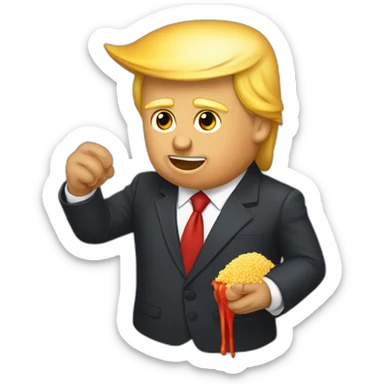 Trump avec une cravate rouge qui mange du couscous sticker