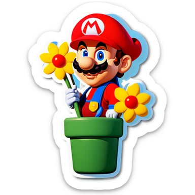 Mario giving flowers sticker