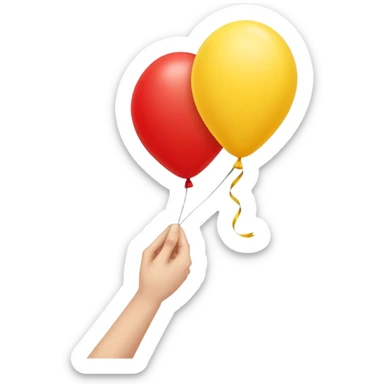 letting go of a yellow red balloon hand  sticker