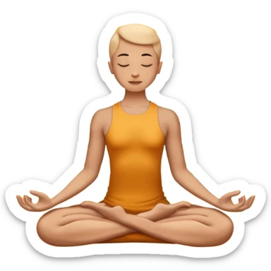 Minimalistic flat vector icon, iOS style, thin black contour on white background. Person in lotus pose with rising spiral energy above. No text, no shadows. sticker