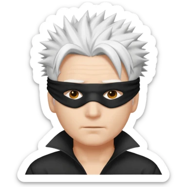 A person with white hair which is standing upward and blindfolded sticker