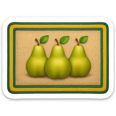 a doormat with four pears sticker