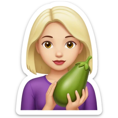 Girl holding eggplant  sticker