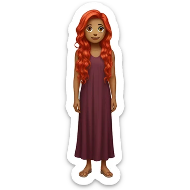 Floor length red hair sticker