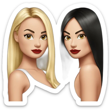 Margot robbie and megan fox with straight hair sticker