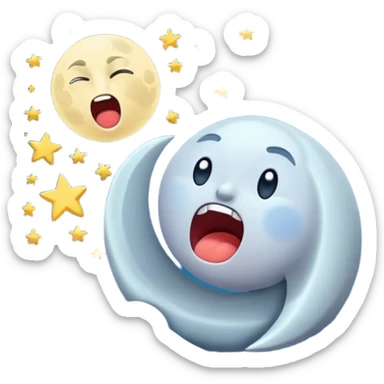 moon screaming silently while stars scatter sticker