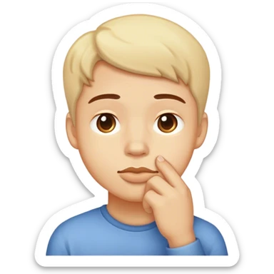 Face being shy tucking chin sticker