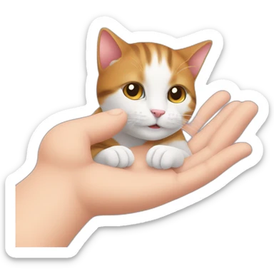 A hand caress a cat sticker