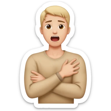 person crossing arm holding neck screaming sticker
