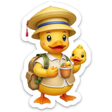 rubber duck with thai food traveling sticker