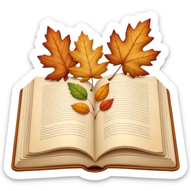 beige autumn open book with leaves on it sticker