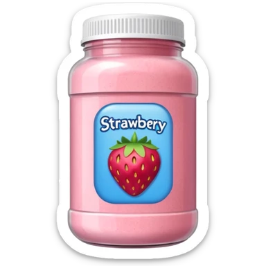 strawberry protein powder jar labeled strawberry picture icon sticker